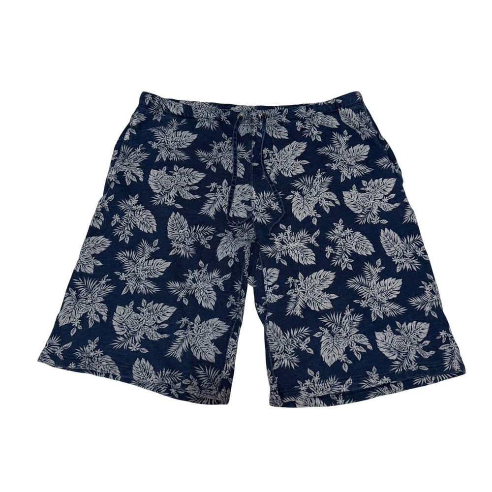 Polo Ralph Lauren Men's Navy Tropical Print‎ Sweat Shorts Hawaiian Size Medium
